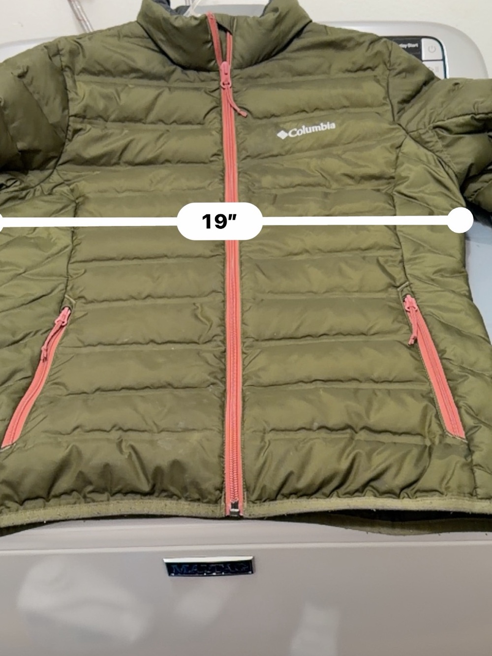 Columbia Olive Green Puffer Jacket with Pink Zippers - Picture 8 of 11